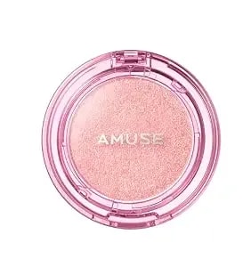Amuse Seoul Pink Diamond Face Highlighter - Luminous Jelly Powder Highlighter, Glitter Pearl Shimmer Makeup, Smooth Baked Powder, Rose Gold Glow, Vegan, Korean Beauty