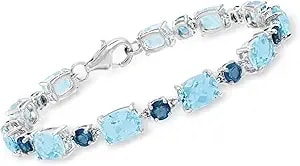 Ross-Simons 19.50 Ct. T.W. London And Sky Blue Topaz Bracelet In Sterling Silver