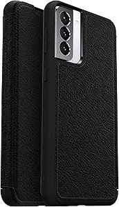 Otterbox For Samsung Galaxy s21+ 5g, Premium Leather Protective Folio Case, Strada Series, Black - Non-Retail Packaging