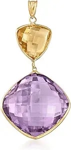 Ross-Simons 25.00 Carat Amethyst And 3.00 Carat Citrine Pendant In 14kt Yellow Gold