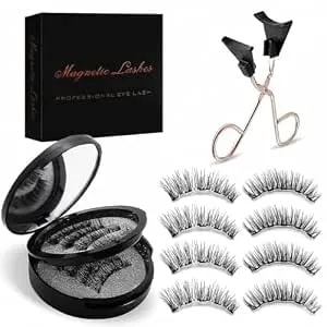 Magnetic Eyelashes With Applicator - Natural Look False Lashes Kit, Reusable 3d Lightweight Wispy Fake Eyelashes For Beginners, No Glue Needed & Comfortable All-Day Wear, 4 Pairs Black