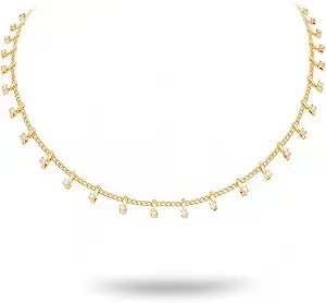 Montana West X Wrangler Gold Plated Choker Necklace For Women, 18k Gold Plated Chain Lightweight Beaded Dainty Jewelry