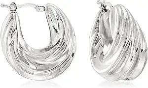 Ross-Simons Italian Sterling Silver Pleated Twist Hoop Earrings