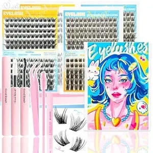 Diy Lash Clusters Extension Kit, 576pcs Natural Wispy Eyelash Clusters With Glue Tools For Home Application, 10-18mm D Curl Complete Starter Kit For Beginners, 2 Pack