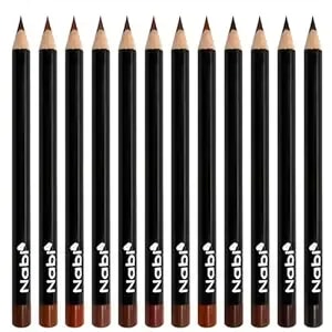Nabi 12-Piece Brown Lip Liner Pencil Set - Assorted Brown Tones - Long-Lasting Creamy Formula - Lip Makeup Kit For Women