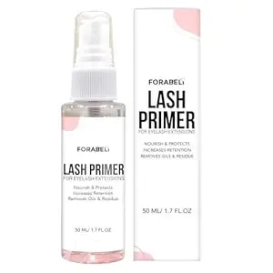 Forabeli Lash Primer Spray For Eyelash Extensions 50ml - Large Value Size Pre-Treatment - Maximum Retention & Adhesion Booster - Protein Remover & Cleanser - Oil Free Formula - 1.69 Fl Oz