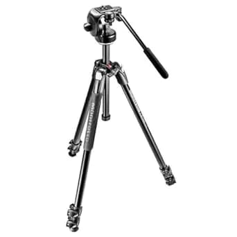 Manfrotto 290 Xtra Aluminum 3-Section Tripod Kit With Fluid Video Head (MK290XTA3-2WUS) Black