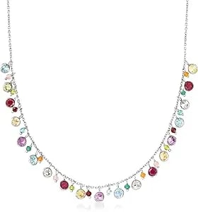 Ross-Simons 12.40 Ct. T.W. Multi-Gemstone Necklace In Sterling Silver. 18 Inches