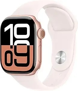 Apple Watch Series 10 [Gps, 46mm] - Rose Gold Aluminum Case With Light Blush Sport Band, S/M (Renewed)