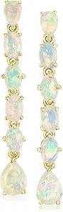 Ross-Simons Opal Linear Drop Earrings In 18kt Gold Over Sterling