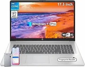 Hp 17 Inch Laptop Computer, 17.3" Hd+ Display, Intel i5-1334u (10 Cores, Up To 4.6 Ghz), 12 Gb Ram, 512 Gb Ssd, Backlit Keyboard, Fingerprint Reader, Wi-Fi 6, Windows 11 Pro For Business & Students