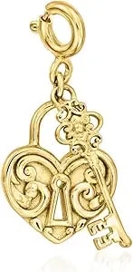 Ross-Simons 18kt Gold Over Sterling Ornamental Heart Lock And Key Charm