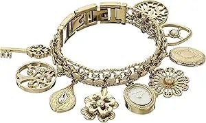 Anne Klein Women'S Premium Crystal Accented Charm Bracelet Watch