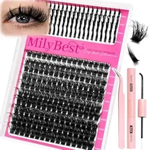 Lash Clusters Kit 100d Manga Eyelash Clusters With Diy Spikes 13-19mm Spiky Volume Cluster Eyelash Extensions Wispy Individual Lash Extensions Kit Anime Lashes Cluster Bond & Seal Tweezer By Milybest