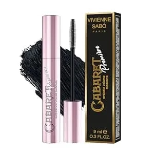 Vivienne Sabó Cabaret Premiere Black Waterproof Mascara, Volume And Length, Curling, No Flaking, No Clumping, Smudge Proof, Washable, Cruelty-Free, Made In Europe, (01 Black), 0.3 Fl Oz, 1 Pack