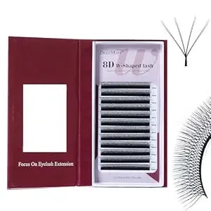 Decemars 8d W Eyelash Extensions Easy Fans Russian Volume Yy Lash Extension Fluffy Matte Black Clusters Lashes For Professional Salon Use (Ww-8d-0.07-D,8-15mm Mix)