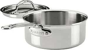 Hestan Probond Luxe 2-Quart Saucepan With Lid, Professional Clad Stainless Steel, Procore Tri-Ply Clad Construction, Polished Exterior, Induction & Oven Safe