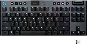 Logitech g915 Tkl Tenkeyless Lightspeed Wireless Rgb Mechanical Gaming Keyboard, Low Profile Switch Options, Lightsync Rgb, Advanced Wireless And Bluetooth Support - Tactile,Black