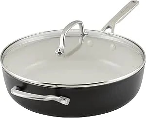Kitchenaid Hard Anodized Ceramic Nonstick Saute Pan With Lid, 5 Quart - Matte Black