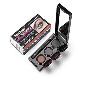 Music Flower 3 In 1 Eyebrow Gel And Eyeliner Waterproof Smudge-Proof Long Wear Black+Brown With Brush