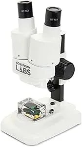 Celestron – Celestron Labs – Binocular Stereo Microscope – 20x Magnification – Upper Led Illumination – Includes 2 Specimens