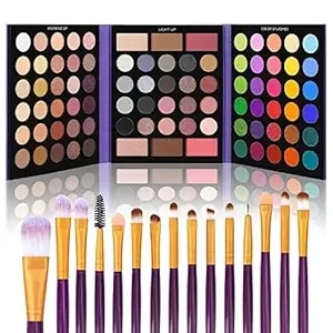 Ucanbe 86 Colors Nude Eyeshadow Palette With 15pcs Makeup Brushes Set, Matte Glitter Long Lasting Highly Pigmented Waterproof Colorful Eye Shadow Contour Blush Powder Highlighter All In One