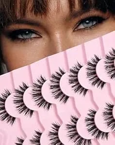Jiocolor Natural Lashes Wispy False Eyelashes Short 3d False Lashes Natural Look Fluffy Fake Eyelashes Strip Eye Lashes xa99
