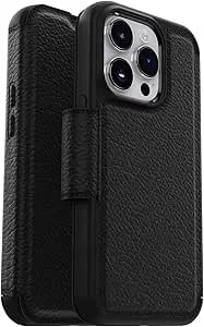 Otterbox Iphone 14 Pro (Only) Strada Series Case - Shadow (Black), Card Holder, Genuine Leather, Pocket-Friendly, Folio Case