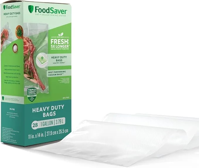 Foodsaver Gallon Vacuum Seal Bags, Heavy Duty, 28 Pack, Extended Life For Freshness, Enhanced Protection
