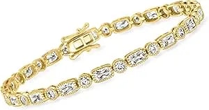 Ross-Simons 6.70 Ct. T.W. Cz Bracelet In 18kt Gold Over Sterling