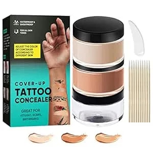 Tattoo Cover Up Makeup Waterproof, 2 Color Invisible Tattoo Concealer, Waterproof Makeup Cover Cream For Tattoo, Scars, Vitiligo And Dark Spots
