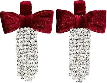 Mud Pie Women'S Velvet Bow Earrings, Red, One Size