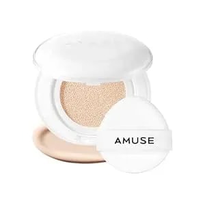 Amuse Seoul Ceramic Skin Perfector Cushion Foundation (1.5 Natural) - Flawless Coverage, Semi Matte Glow, Long Lasting, Lightweight Satin Finish, Vegan, Korean Beauty Makeup (15g / 0.52oz.)
