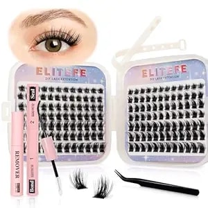 Lash Extension Kit Diy Lash Clusters Kit Eyelash Extensions Individual Lashes Extensions With (Bond,Seal,Tweezers,Remover,168pcs,Nocturne,8-16)