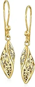 Ross-Simons Italian 14kt Yellow Gold Twisted Lace Drop Earrings