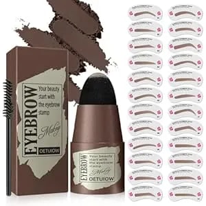 Eyebrow Stamp Stencil Kit - One-Step Eye Brow Stencil Kit With 24 Reusable Thin & Thick Eyebrow Stencils, Long-Lasting Waterproof & Smudge-Proof Brow Stamp Kit For Perfect Eye Makeup (Black Brown)