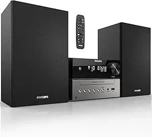 Philips Bluetooth Stereo System For Home With CD Player For Home, Wireless Streaming, MP3, USB, Audio In, FM Radio, 18W, Micro Music Sound System