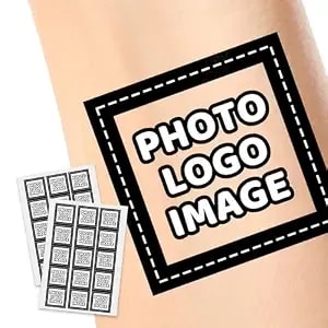 Personalized Temporary Tattoos With Picture, Custom Logo Fake Tattoos For Women Men Couple Birthday Bachelorette Wedding Party Paper 1 Set Of 15 Pieces-Photo/Logo