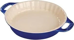 Staub Ceramic Bakeware-Pie-Pans Dish, 9-Inch, Dark Blue