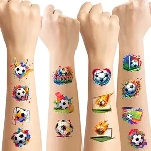 80 Pcs Soccer Ball Pre-Cut Temporary Tattoos Sticker, World Cup Football Sports Player Tattoo Stickers Gifts, Sport Soccer Themed Birthday Party Decorations Favors Supplies Goodie Bag Stuffers