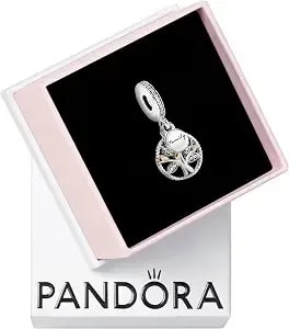 Pandora Jewelry Sparkling Family Tree Dangle Cubic Zirconia Charm In Sterling Silver And 14k Yellow Gold