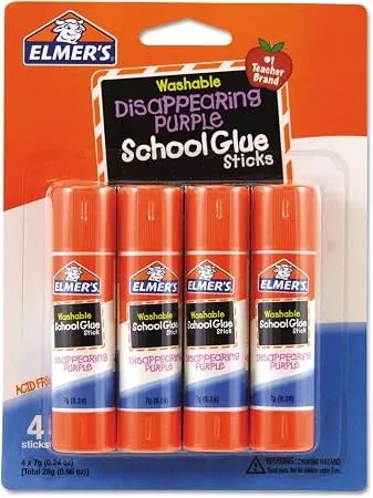 Elmer'S Disappearing Purple School Glue Sticks, 0.24 Oz Each, 4 Sticks Per Pack (e543)