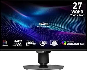 Msi Mag 274qpf x30mv 27-Inch 2560 X 1440 (Qhd) Gaming Monitor, 300hz, Amd Adaptive Sync, Hdmi, Displayport, Vesa, Tilt, Height Adjustable, Speaker, 0.5ms, Black
