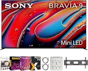 Sony Bravia 9 k65xr90 65 Inch 4k Hdr Smart Qled Mini-Led Tv Bundle With Premiere Movie Streaming Package & Tv Setup Bundle With Wall Mount + Surge Adapter + Hdmi Cable & More (2024 Model)