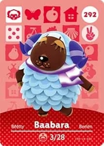 Baabara - Nintendo Animal Crossing Happy Home Designer Amiibo Card - 292