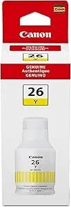 Canon GI-26 Genuine Pigment Yellow Ink Bottle, Compatible With Megatank GX7120, GX6120, GX5120, GX6020, GX7020, GX6021, GX7021, GX5020, GX4020, And GX3020 Printers