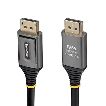 Startech 10ft Displayport 2.1 Cable, Vesa Certified dp54 Displayport Cable, Uncompressed 8k 60hz, 10k 60hz/8k 144hz/4k 240hz W/Dsc 1.2a, Dp 2.1 Monitor Cord