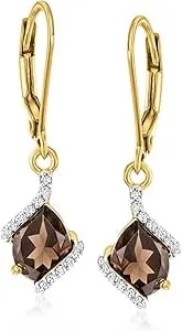 Ross-Simons 2.20 Ct. T.W. Smoky Quartz Drop Earrings With .16 Ct. T.W. Diamonds In 18kt Gold Over Sterling