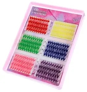 240 Pcs Colored Eyelash Clusters, 6 Colors Colorful Lash Clusters, 30d C Curl 14-16mm Mixed Length, Fluffy Diy Eyelash Extensions For Daily Makeup Party Cosplay