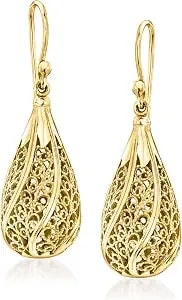 Ross-Simons 14kt Yellow Gold-Plated Filigree Teardrop Earrings
